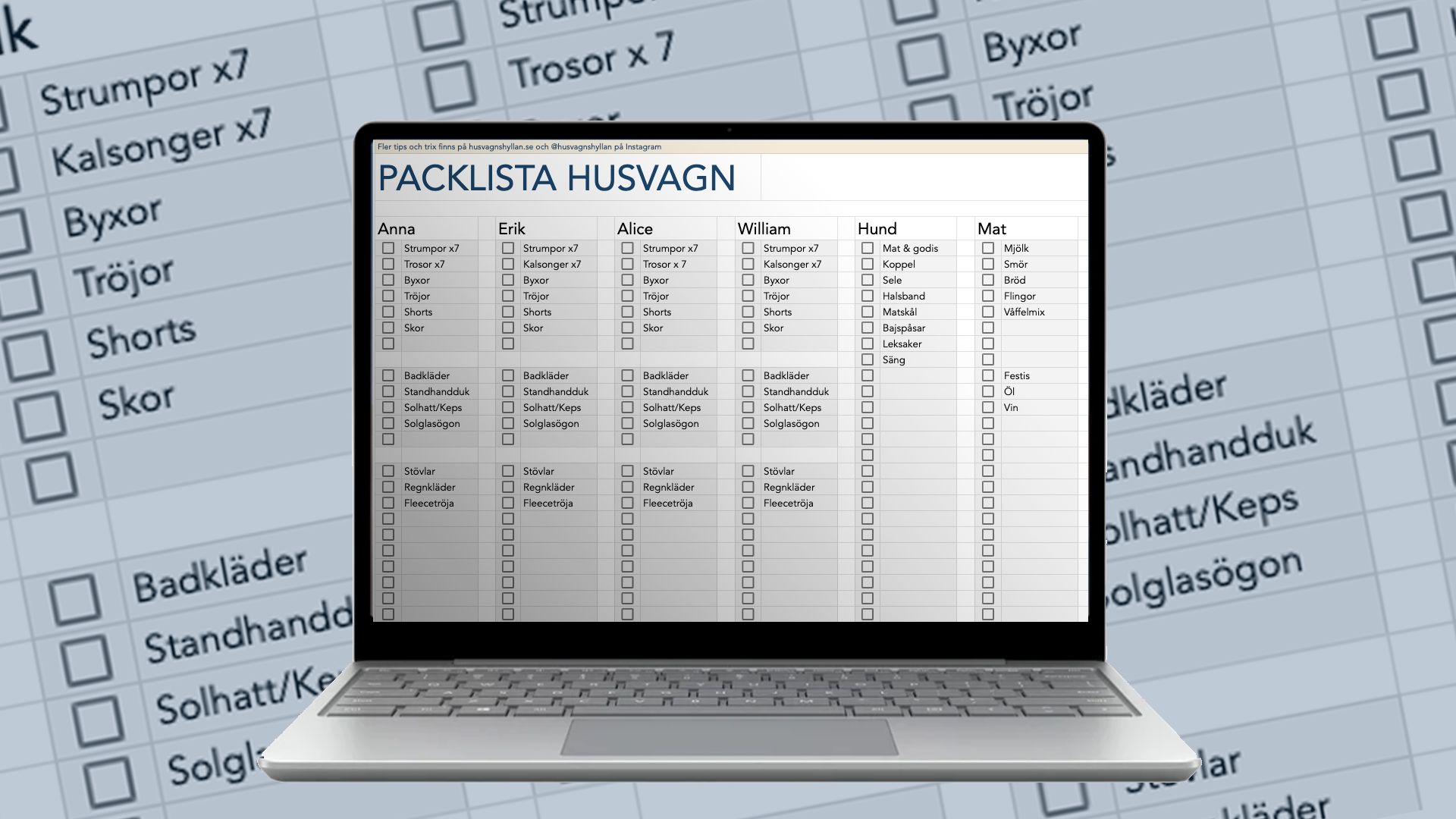 Packlista husvagn digital mall